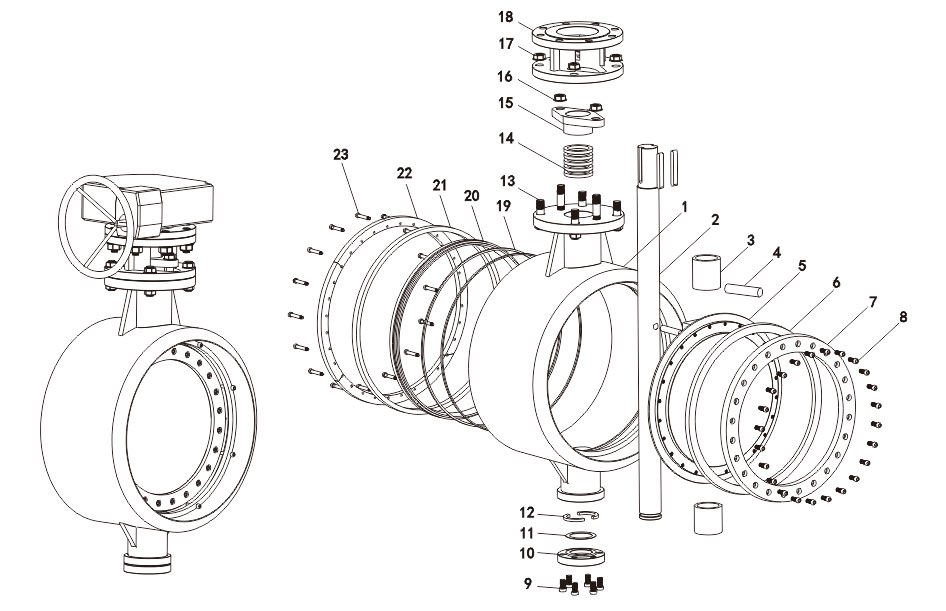 进口高温焊接蝶阀结构图
